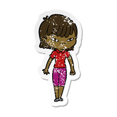 distressed sticker of a cartoon woman