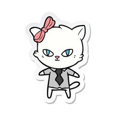 sticker of a cute cartoon cat boss