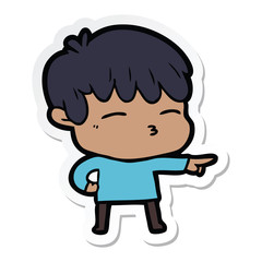 sticker of a cartoon curious boy