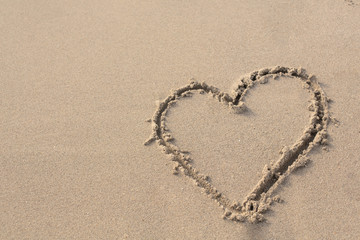 Heart on the Sand in the Beach.
