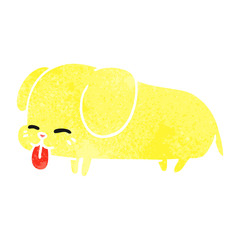 retro cartoon of cute kawaii dog