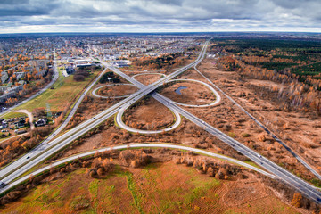 city highway overpass, high angle view