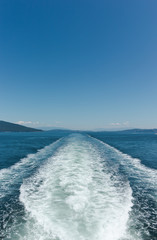 ocean ferry wake beautiful blue