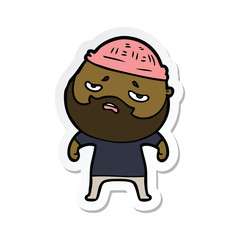 sticker of a cartoon worried man with beard