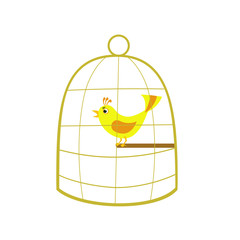 Cute singing bird in cage