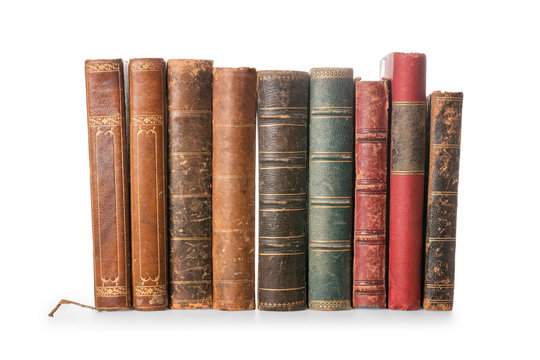 Old books isolated on white with clipping path
