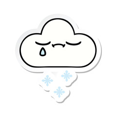 sticker of a cute cartoon snow cloud