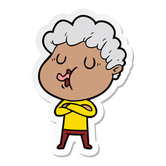 sticker of a cartoon man singing