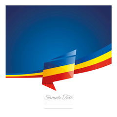 New abstract Romania flag ribbon origami blue background vector