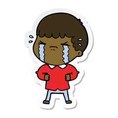 sticker of a cartoon man crying
