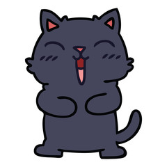 quirky hand drawn cartoon black cat