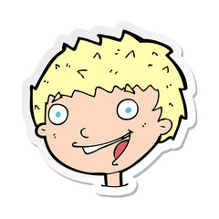sticker of a cartoon laughing boy