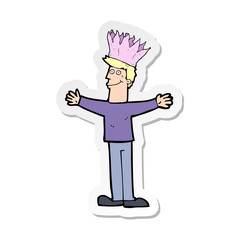 sticker of a cartoon man in paper hat