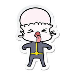 sticker of a disgusted cartoon alien
