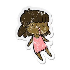 distressed sticker of a cartoon woman