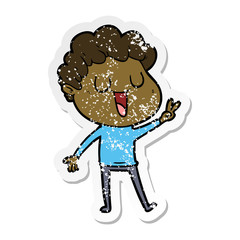 distressed sticker of a laughing cartoon man