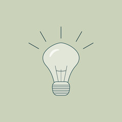 Concept of business idea: included burning light bulb as a metaphor or symbol of creative thought or mind. Vector illustration