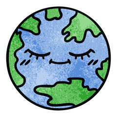 retro grunge texture cartoon planet earth
