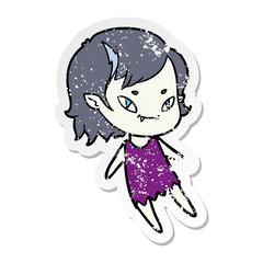 distressed sticker of a cartoon friendly vampire girl