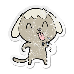 distressed sticker of a cute cartoon dog