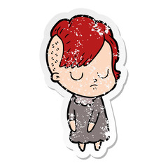 distressed sticker of a cartoon woman