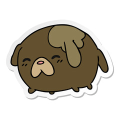 sticker cartoon of cute kawaii dog