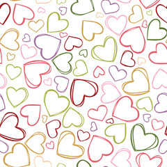 Vector colorful heart outlines repeat pattern. Suitable for gift wrap, textile and wallpaper.