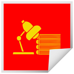 square peeling sticker cartoon study books and lamp