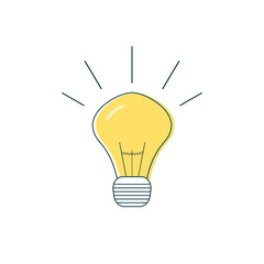 Concept of business idea: included burning light bulb as a metaphor or symbol of creative thought or mind. Vector illustration