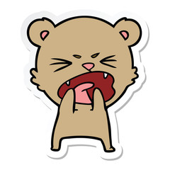 sticker of a hungry cartoon bear
