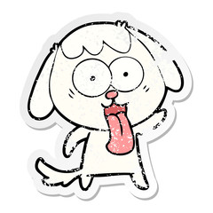 distressed sticker of a cute cartoon dog