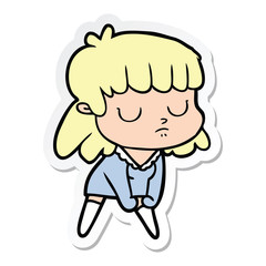 sticker of a cartoon indifferent woman