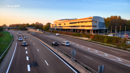 Reims city congress center near the highway, France