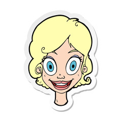 sticker of a cartoonhappy woman
