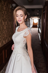 Bride in the brown hall