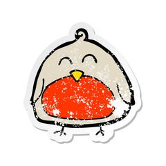 retro distressed sticker of a funny cartoon christmas robin