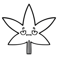 line drawing cartoon marijuana leaf
