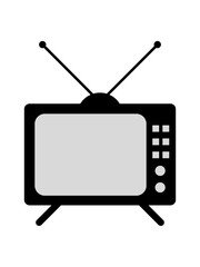 tv fernseher bildschirm sehen schauen gucken video alt retro antennen röhrenfernseher pictogramm logo design programm