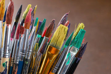 Fototapeta premium Paint brushes and paints for drawing.
