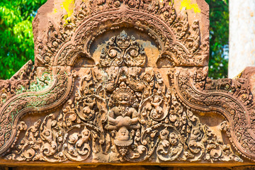 the entrance  to the stone carving is the Narayana avatar as Narasimha.