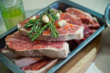 Fototapeta premium raw meat before cooking. marble beef