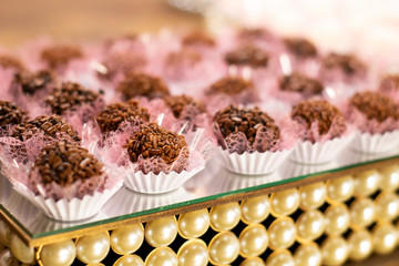 Decoration with candies on the table.