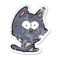distressed sticker of a cartoon cat