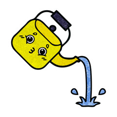 retro grunge texture cartoon pouring kettle