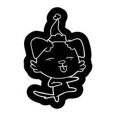 cartoon icon of a dog dancing wearing santa hat