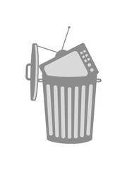 trash tv fernseher programm verdummung scheiße schlecht tonne mülltonne mülleimer müll wegwerfen dreck abfall recycling ökologisch biologisch eimer verwerten sauber halten behälter clipart design