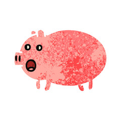 retro illustration style cartoon pig