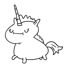 line drawing doodle of a magical unicorn