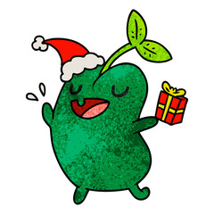 christmas textured cartoon of kawaii seed