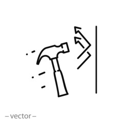 shockproof icon, impact protection linear sign on white background - editable vector illustration eps10